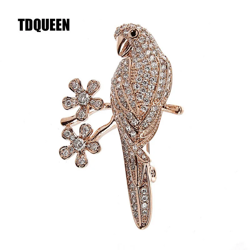 

Micro Pave Ladies Elegant Brooch Gold Color Metal Austrian Crystal Animal Bird Brooch Zirconia Pins and Brooches for Women