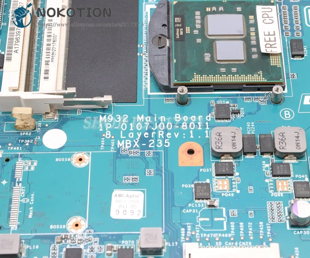 NOKOTION для sony VAIO VPCF1 VPCF материнская плата для ноутбука A1796397C M932 основная плата MBX-235 1P-0107J00-8011 GT310M gpu