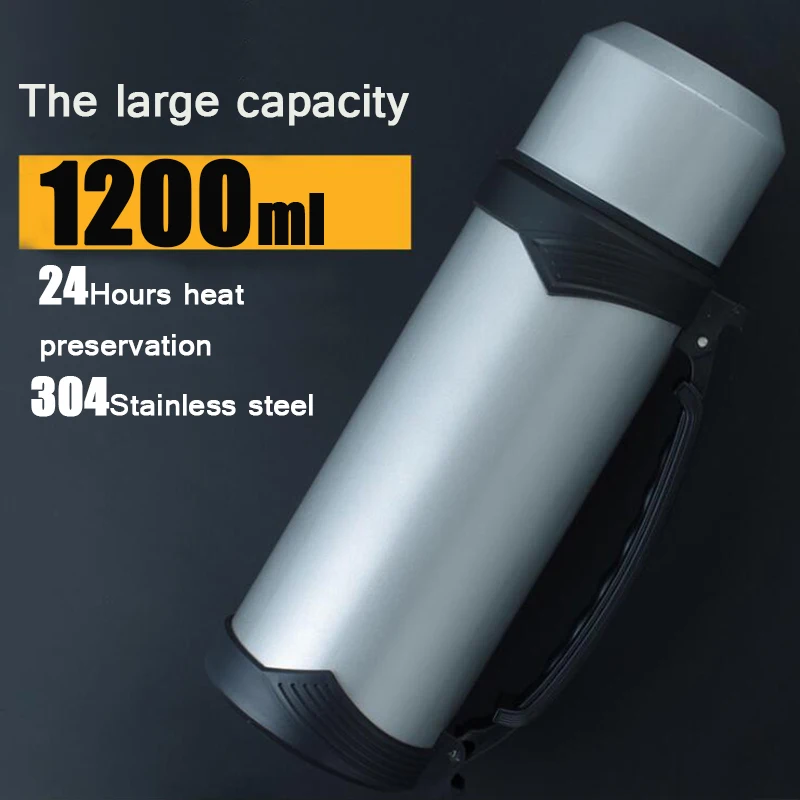 Keelorn 1.2L большой емкости 304 нержавеющая сталь Термосы чашки Экологичные портативные бизнес прямые Термосы чашки