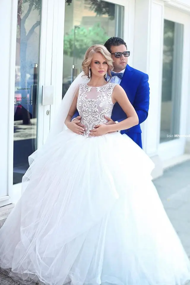 Vestidos de boda 2019 удивительные кружевные тюлевые Свадебные платья с высоким воротом