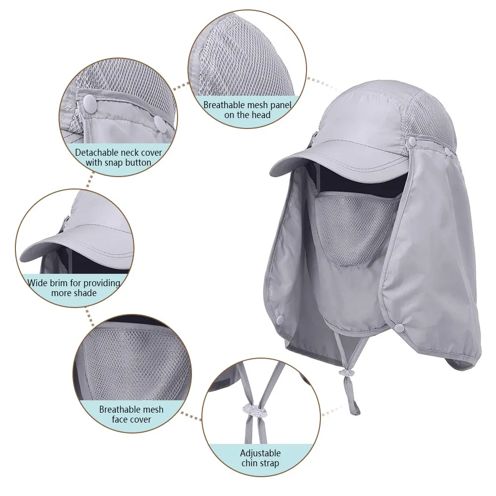 

Unisex Fishing Hiking Hat UV Protection Summer Face Mask Neck Protection Outdoor Sport Man Sun Cap Vissende Zonnehoed