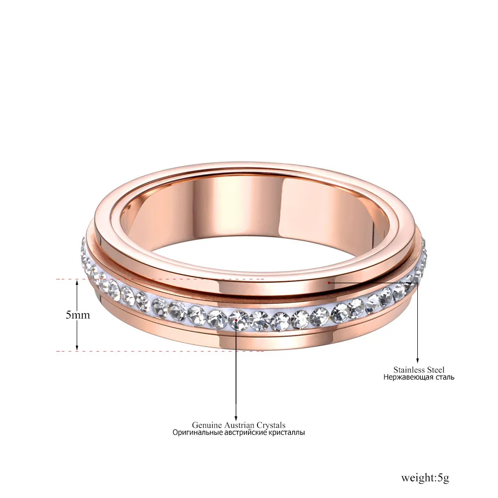 Lokaer, новое вращающееся Глиняное обручальное кольцо из нержавеющей стали, розовое золото, микро проложенный CZ Кристалл, юбилейные кольца для женщин и девочек R19027