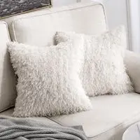 Декоративные белые наволочки из искусственного меха, супер мягкие наволочки из искусственного пера, роскошные наволочки для дивана, спальни - Цвет: White