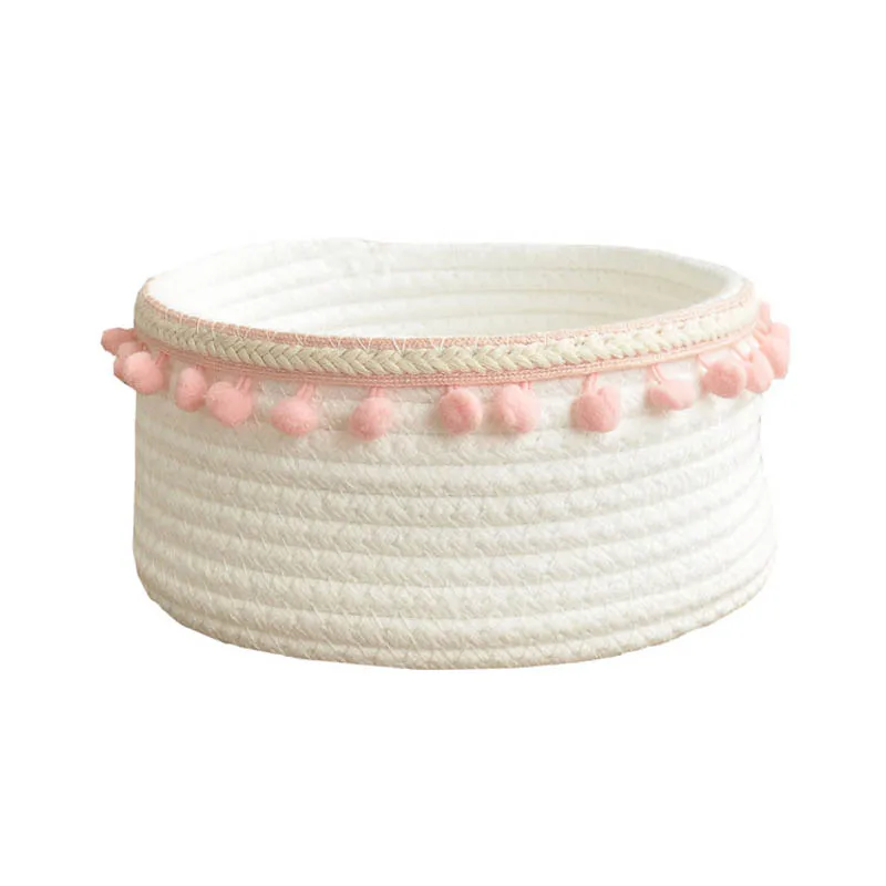 Pink Nordic из хлопчатобумажного каната для хранения канцтоваров из корзина для игрушка Спальня складной большой Прачечная ведро-Органайзер - Цвет: Pink