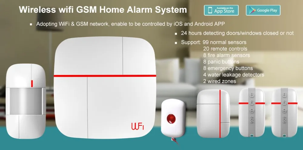 Беспроводной Wi-Fi + GSM домашняя сигнализация Многоязычная умная охранная сигнализация умный голосовой сигнал датчик комплект