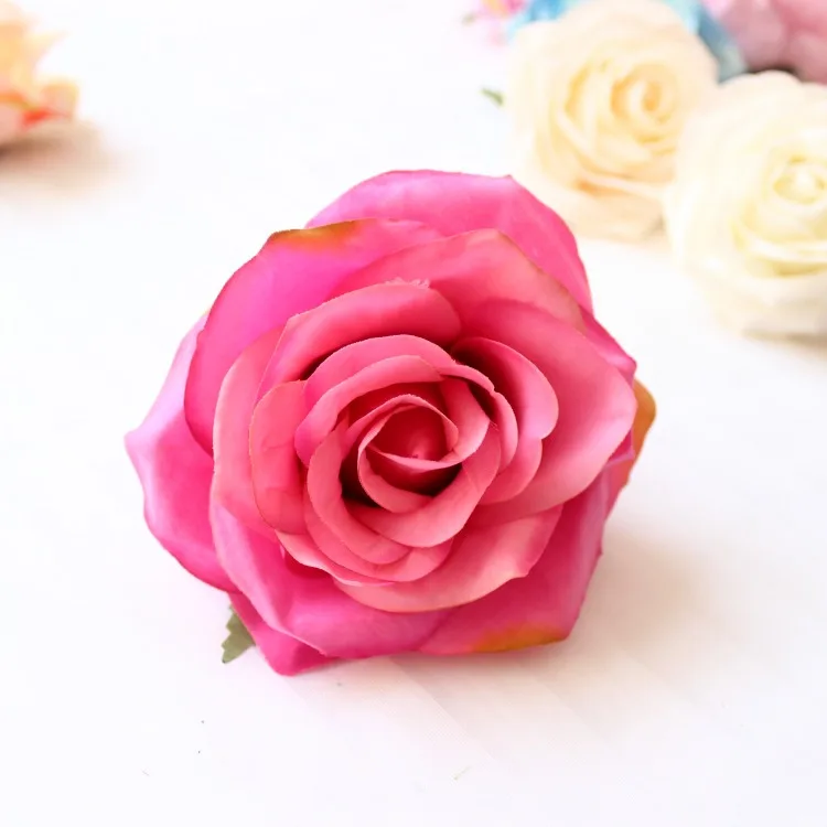 24 шт., искусственные декоративные розовые головки, высокое качество, имитация цветов, сделай сам, шелковая Цветочная головка для свадьбы, дома, вечерние украшения - Цвет: rose red