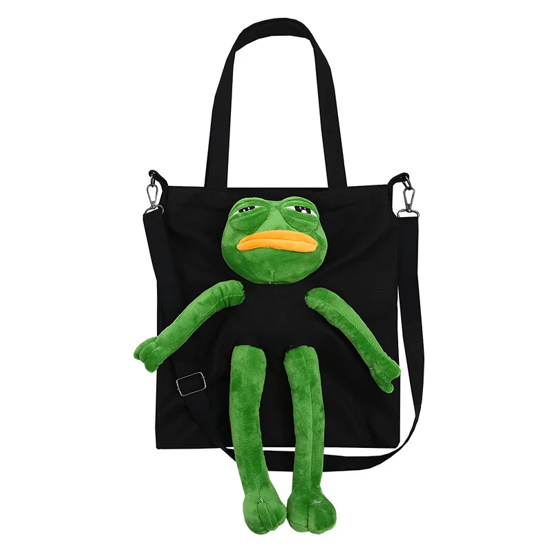 Sad Frog toy bag anime ins hot Rabbit Dog Sad Frog Feels plush doll cosplay animal Canvas shoulder bag for girl gift