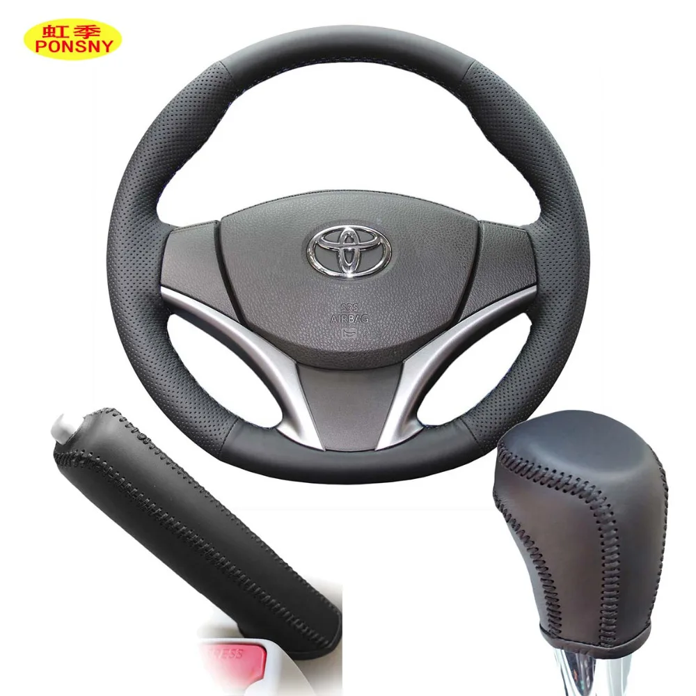 PONSNY черная искусственная кожа рулевого колеса автомобиля крышки для Toyota RAV4 2006-2012 Vios 2008-2013 Yaris 2007-2011 Scion XB 2008