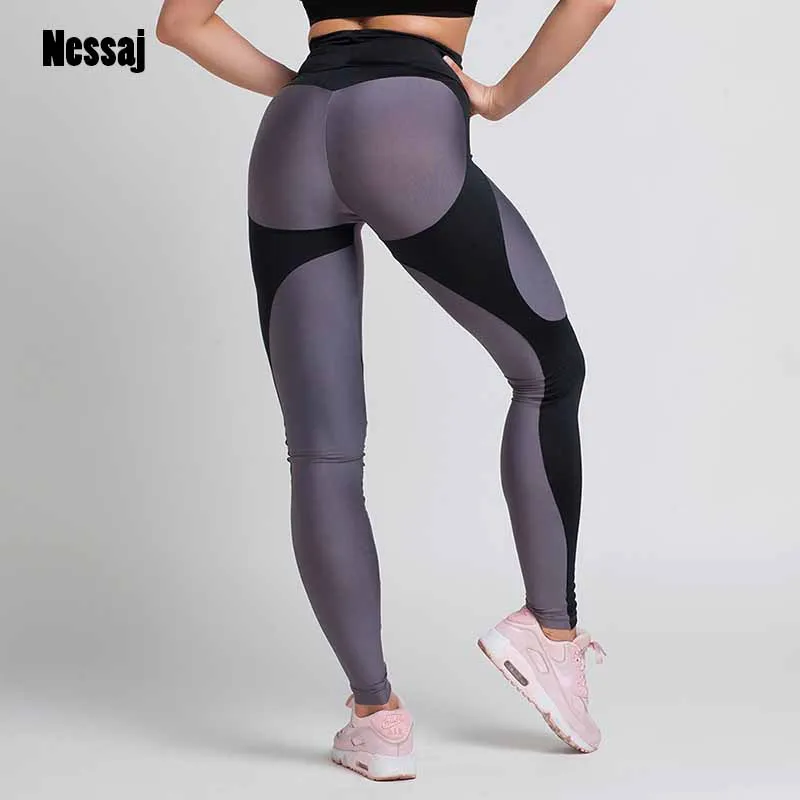 

Nessaj Women Peach Heart Leggings Fitness Push Up Pant Legging Femme Workout High Waist Sportswear Patchwork Leggins Women Cloth