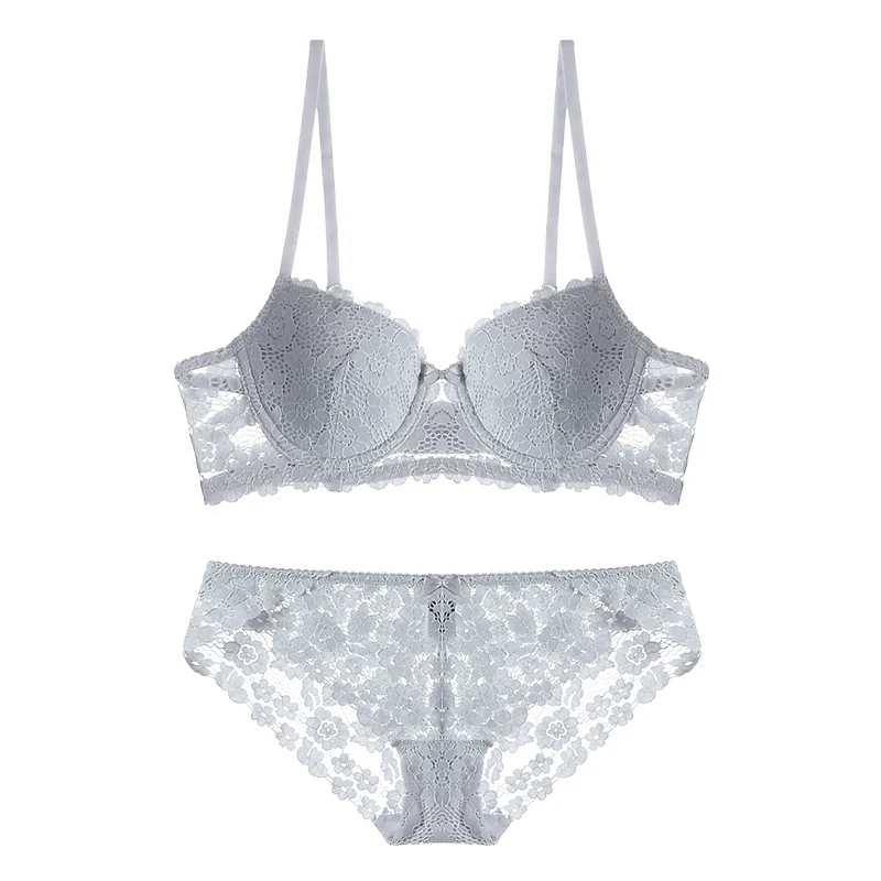 lace underwear adjustable thin cup lingerie set 3/4 cup womens push up