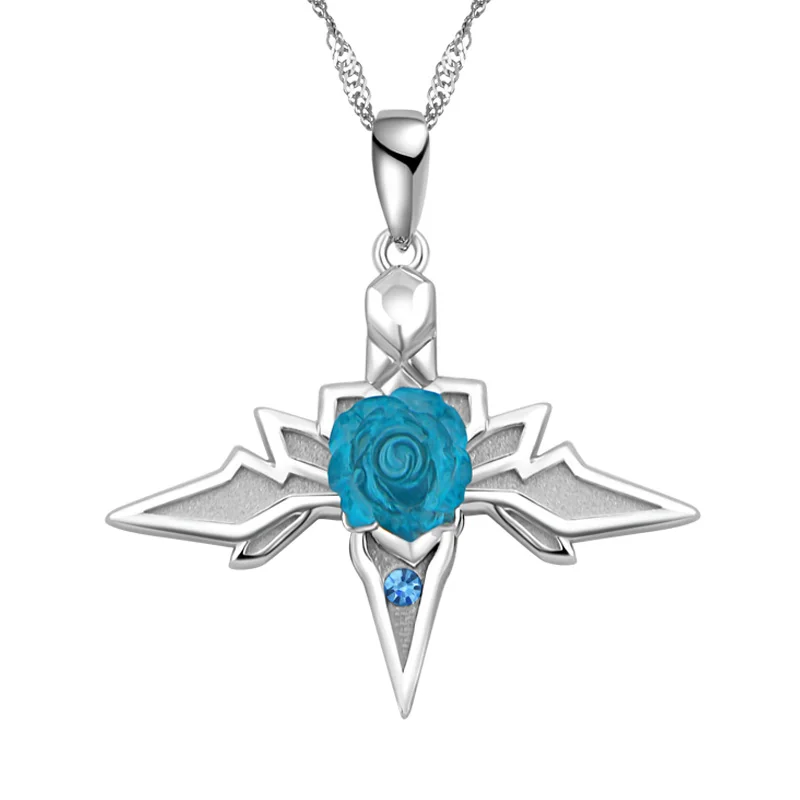 Sword Art Online: Alicization Eugeo синий крест розы Ретро Винтажные Ювелирные изделия 925 пробы серебряная подвеска ожерелье подарок для девочек N1