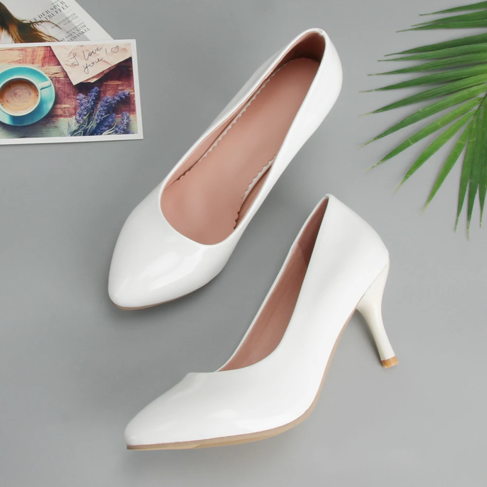 Meotina Women Shoes High Heels Pointed Toe High Heel Shoes Women Pumps White Wedding Heels Footwear Yellow Black Large Size 9 10
