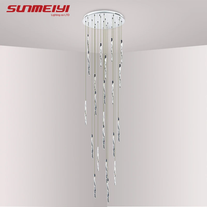 

Modern Aluminum Spiral LED Crystal Ceiling Light For Living room Hotel restaurant lustre led Long Stair Light plafondlamp
