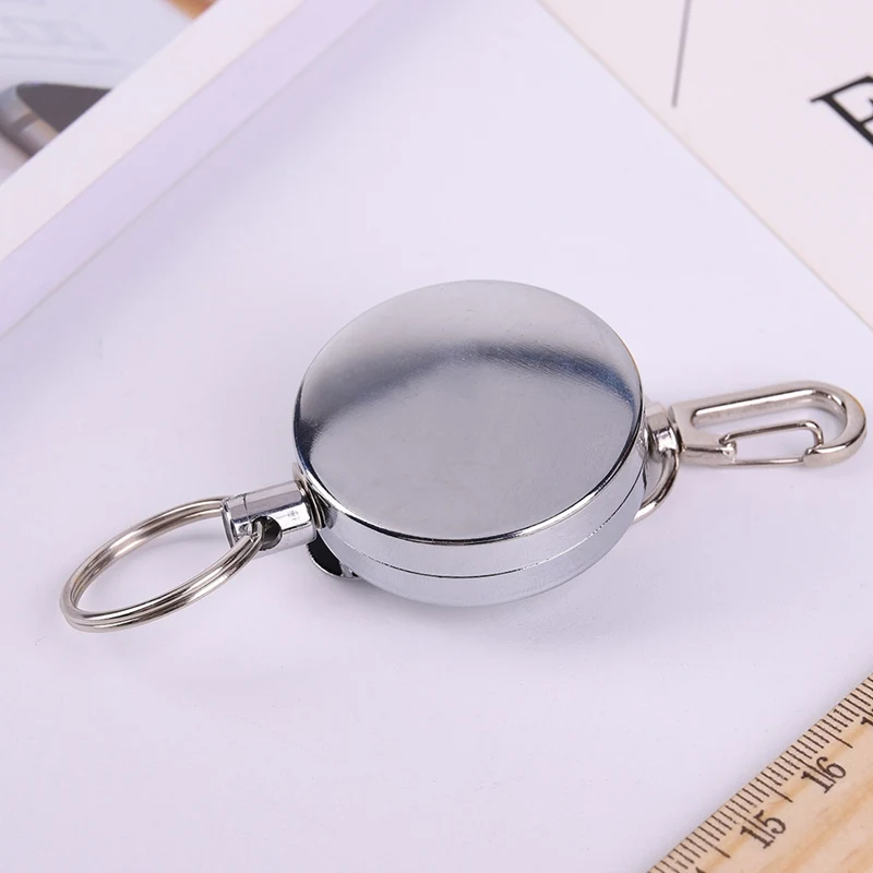 Anti theft anti lost retractable keychain 4 cm diameter, silver High