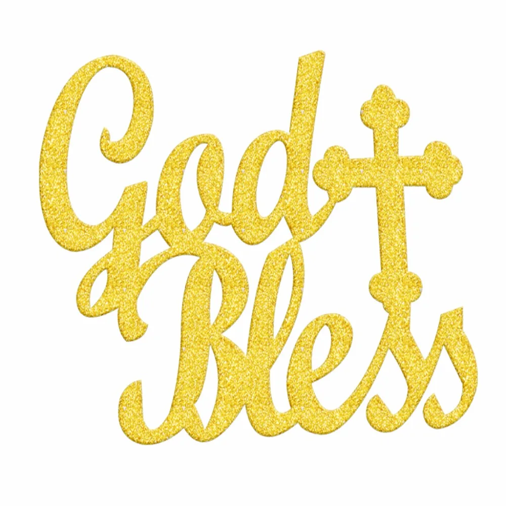 Us 3 99 20x Glitter Gold Silver God Bless Cross Cake Topper Christening Baptism Table Decorations In Cake Decorating Supplies From Home Garden
