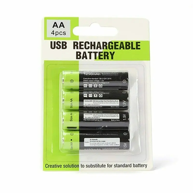 GTF 1,5 V AA батарея 1250mAh перезаряжаемая литий-полимерная батарея 2/4 pcs батареи с микро USB кабель быстрой зарядки