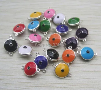 

Free shipping 50pcs evil eye bracelet connectors charms beads mix color
