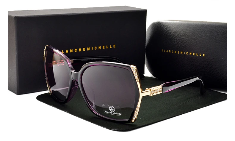Blanche Michelle High Quality Oversized Polarized Sunglasses Women UV400 oculos de sol Gradient Driving Sun Glasses With Box big sunglasses for women