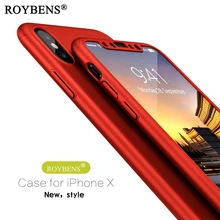 

Roybens For iPhone X Case Luxury Coverage of 360 Degree Full Protection Case For iPhone X Ultra Thin Hard PC Cover + Free Film