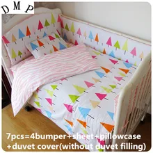 Скидка! 6/7 шт. детские постельные принадлежности детские кроватки постельных принадлежностей для малышей из чистого хлопка пододеяльник кровать вокруг, 120*60/120*70 см