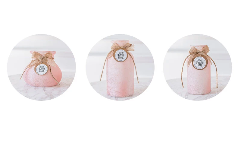 Креативная розовая стеклянная ваза с бантом, украшение из стекла, Террариум, свадебные вазы для украшения стола, Маленькая ваза, украшение для дома