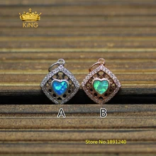 5pcs 13x16mm Diamond Phombus CZ Pave Tiny Charms Pendants Supply,Manmade Opal Heart Crystal Zircon Findings Craft Necklace KS47