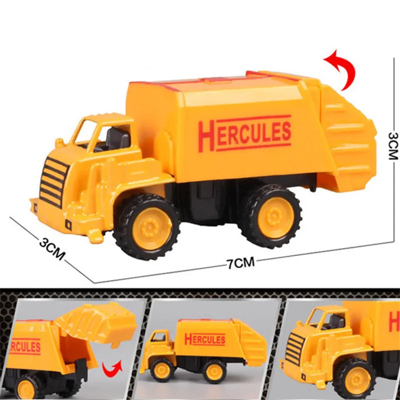 Kopen 8 stks set Mini Legering Techniek Auto Model Tractor Speelgoed Dump Truck Model Klassieke Speelgoed Mini Voertuigen voor Jongens Gift