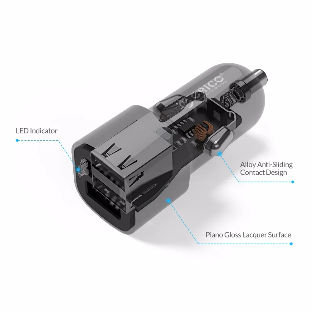 ORICO автомобильное зарядное устройство 5V2. 4 5V1A Макс 17 Вт мини зарядное устройство портативное автомобильное зарядное устройство для samsung Xiaomi huawei