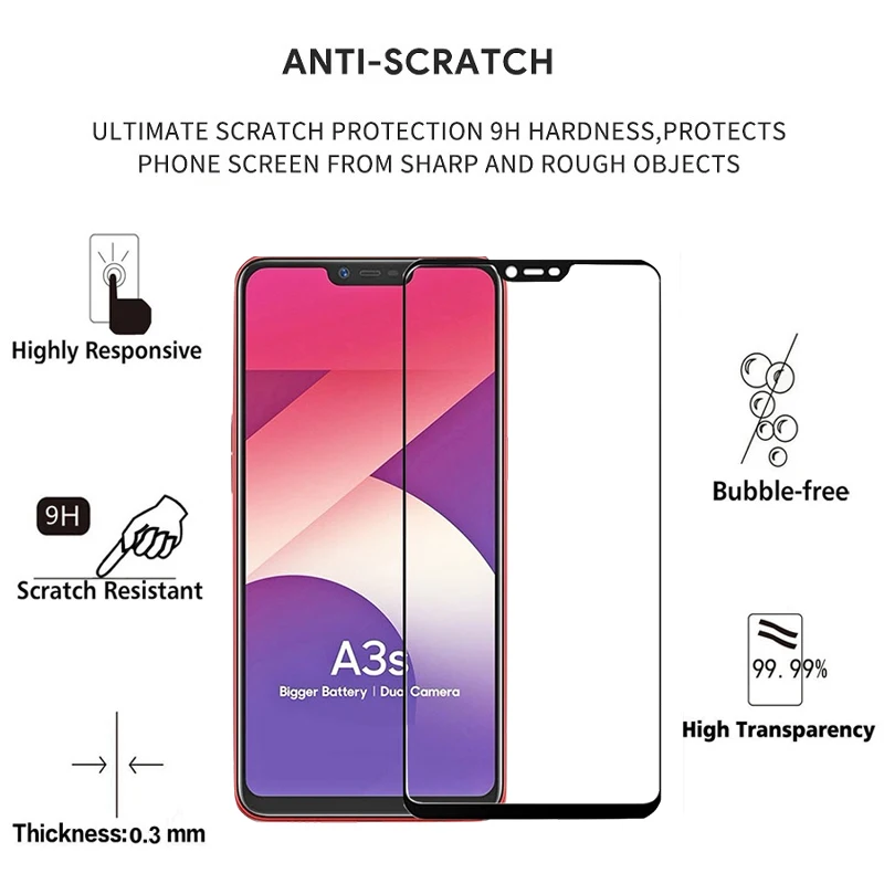 Закаленное стекло для Oppo Realme A3S A5 6 6i C1 C3 7 Pro защиты экрана полная защита защитные