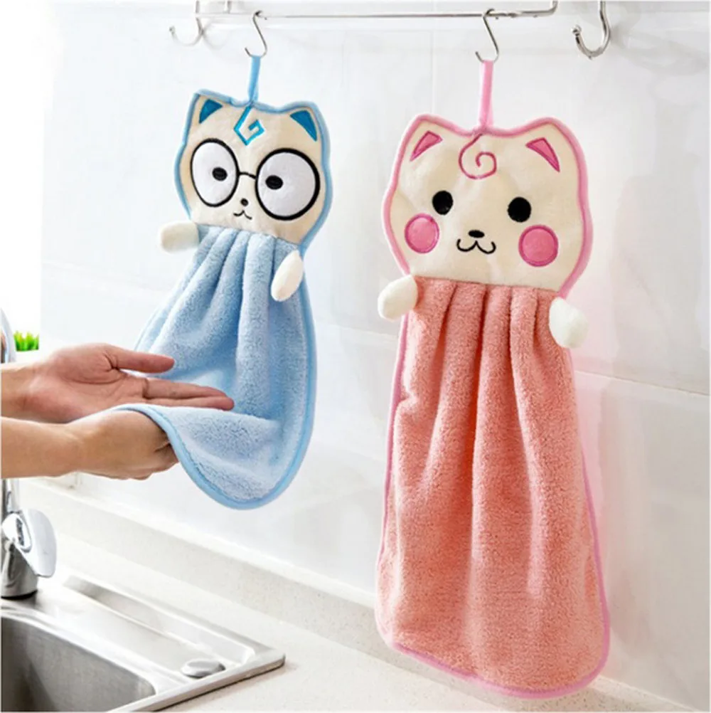 

Cute Cartoon Thickened Towel Kitchen Hanging Water Towel Kitchen Dining Home Tool handkerchief women cotton mouchoirs en coton