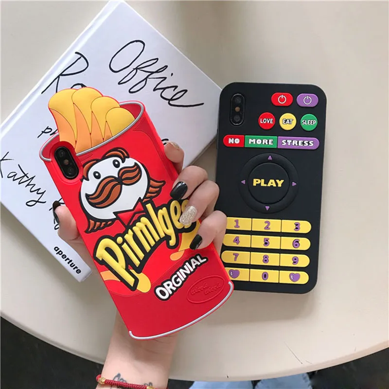 Милый мультяшный силиконовый чехол для iPhone 6 6s Plus 7 8 X XS чехол для MAX XR Fillet Fries Lobster Milk Music Play чехол для телефона