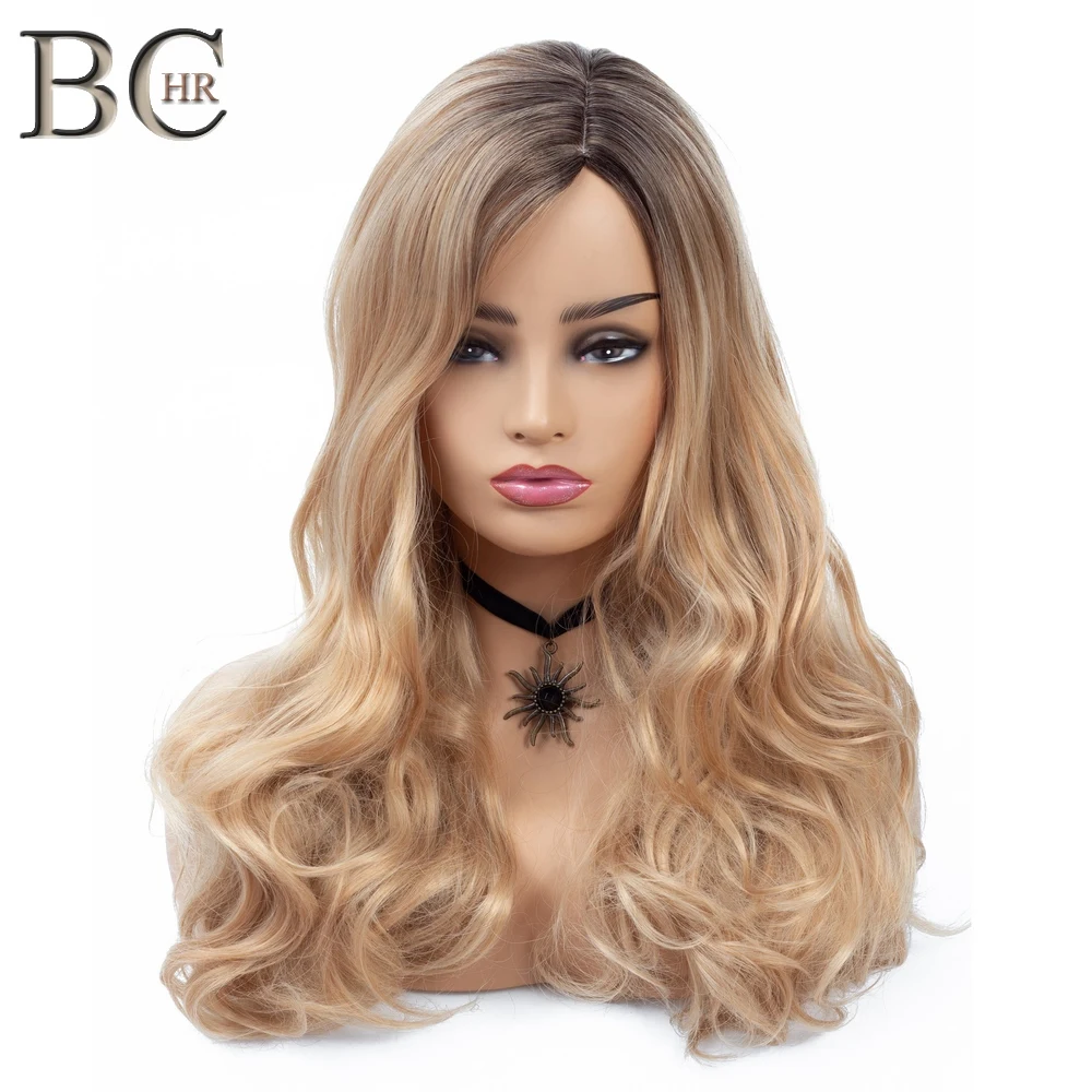 BCHR Long Wave Ombre Wig Side Part Blonde Wig Synthetic Wig for Women