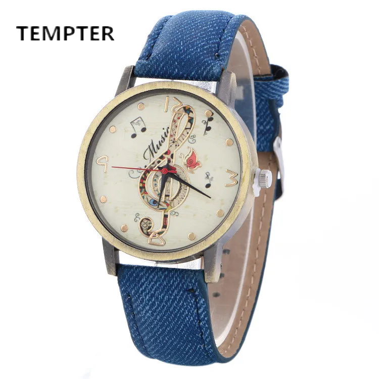 TEMPTER 2018 модные часы с музыкальными нотами женские повседневные джинсовые