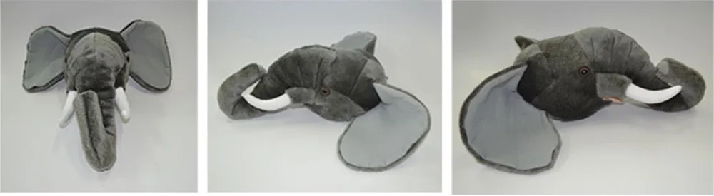 animals elephant fox deer head plush toys home decoration 3