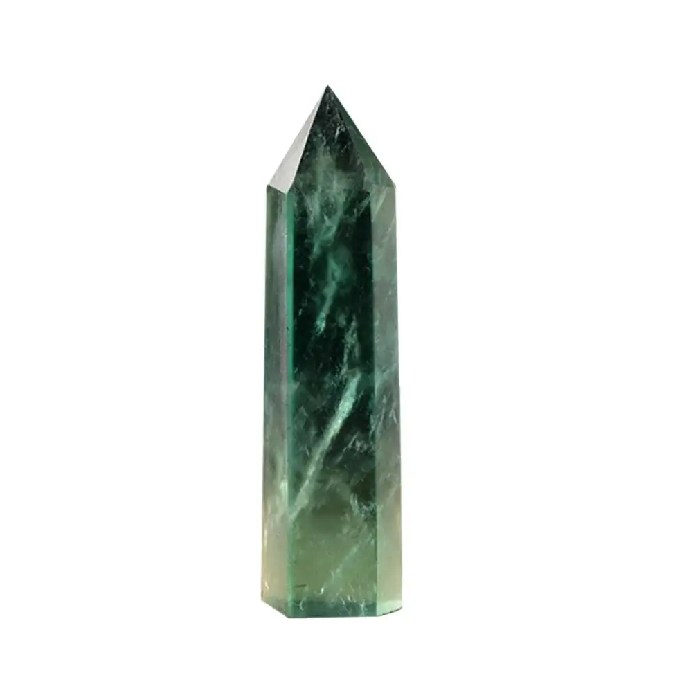 

100% Natural Fluorite Crystal Green Fluorite Crystal Column Ornament Hexagonal Wand Decoration Healing Stone with Pointed Tip