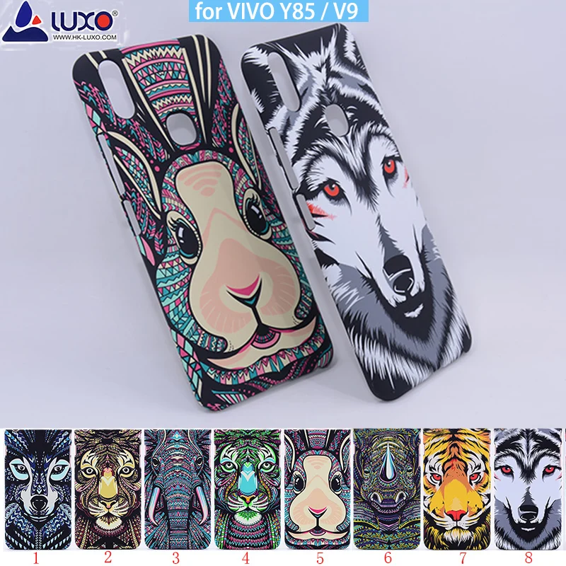 

LUXO Forest King Aztec Animals Faces Lion Wolf Owl Pattern Hard PC Printing Phone Protective Case Cover for VIVO V9 Y85