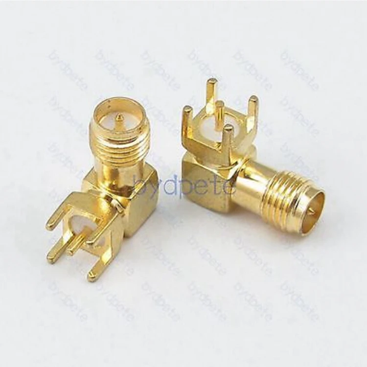 

10pcs/lot RP-SMA female jack male pin right angle Panel PCB Mount Square 4.2mm Connector "