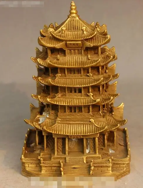 

Chinese Buddhism Fengshui Pure Bronze Yellow Crane Tower Temple Stupa Pagoda