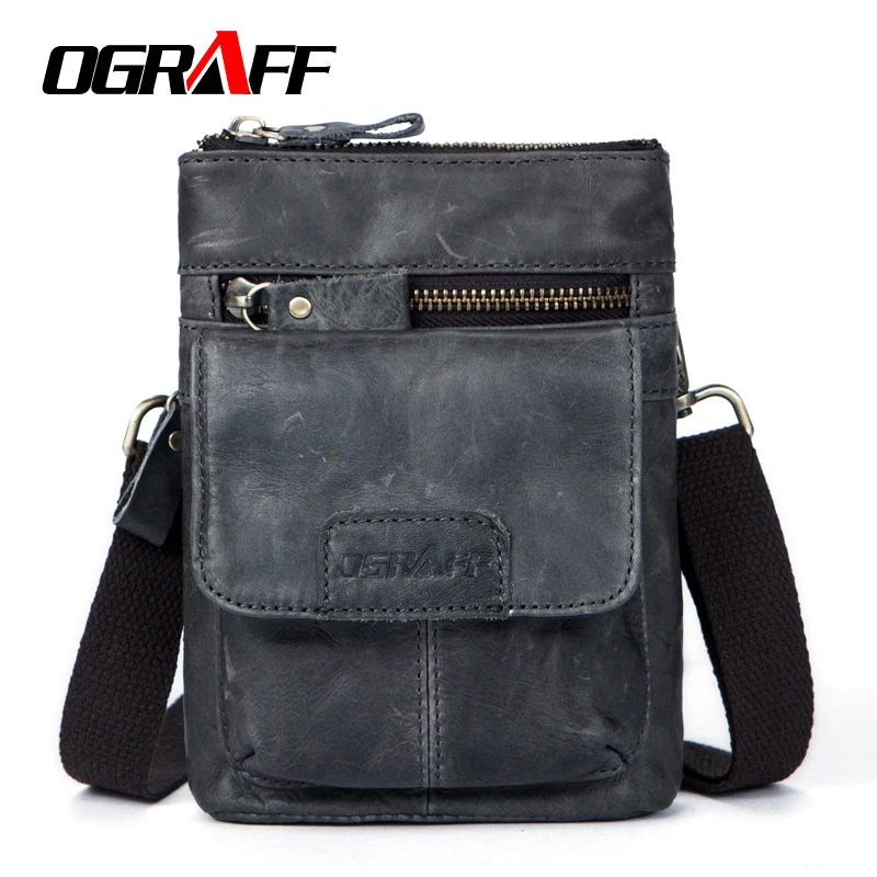 

OGRAFF Men Waist Bags Genuine Leather bag small Handy Male Pouch Belt Purse Bag Phone Bum Waist Pack mini men shoulder bag 2018