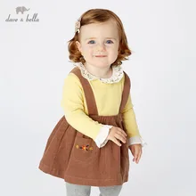 DBM11011-2 dave bella/осеннее платье на бретелях с цветочным рисунком для маленьких девочек вечерние платья на подтяжках в стиле Лолиты одежда для малышей