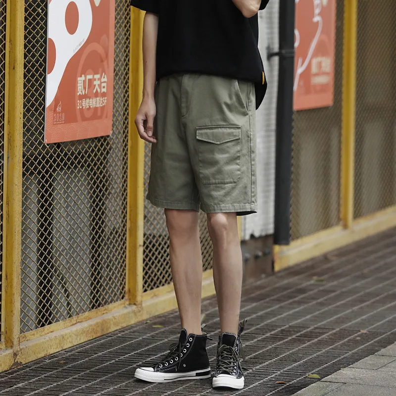 Стиль сафари шорты мужские свободные модные повседневные мужские штаны до колена хлопок корейский стиль японский стиль