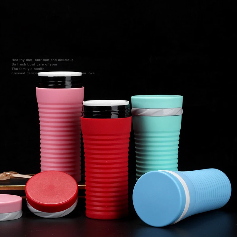 

Creative ceramics Vacuum Flasks 400ml Threaded silicone shell Thermo Cup Coffee Tea Travel Mug Thermoses Bottle Car Thermocup