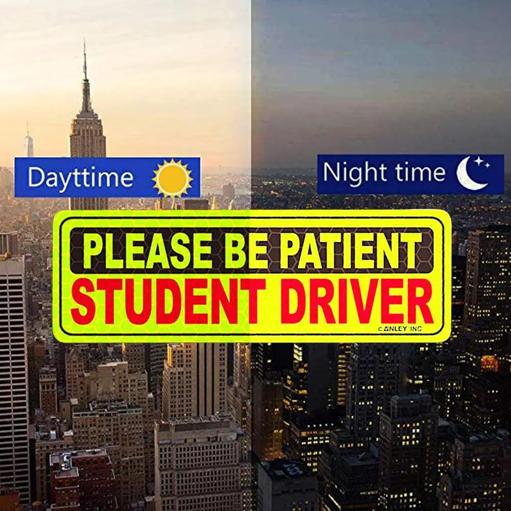 

Reflective sticker Warning stick Reflective Student Driver Magnetic Car Signs Yellow Large Bold Text Vehicle Safty Bumper Magnet
