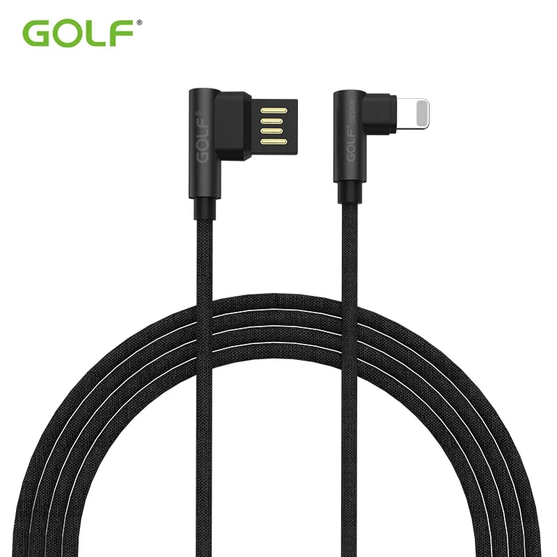 Гольф прямоугольный двухсторонний USB кабель для быстрой зарядки и синхронизации данных для iPhone X 5s 6 S 7 8 Plus 5s 6 SE iPad 4 mini 2 Air 2 - Цвет: Black