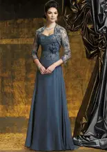 Grau 2017 Mutter Der Braut Kleider A-line Schatz Chiffon Spitze Lange Abendkleider Mutter Kleider Für Hochzeit Mit Jacke