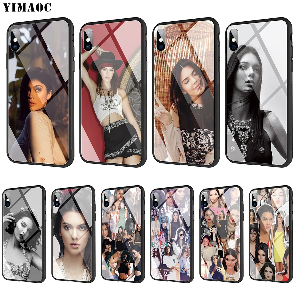 

YIMAOC Kendall Jenner Tempered Glass Case for iPhone 11 Pro XS MAX XR X 8 7 6 6S Plus