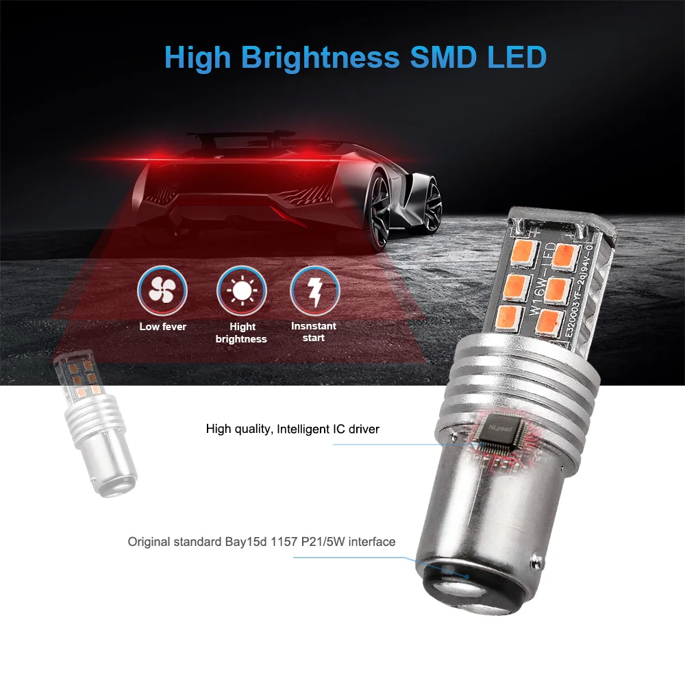 NLpearl 2x сигнальная лампа BAY15D светодиодный лампы 1157 P21/5 Вт 2835SMD 1156 BA15S P21W BAU15S PY21W