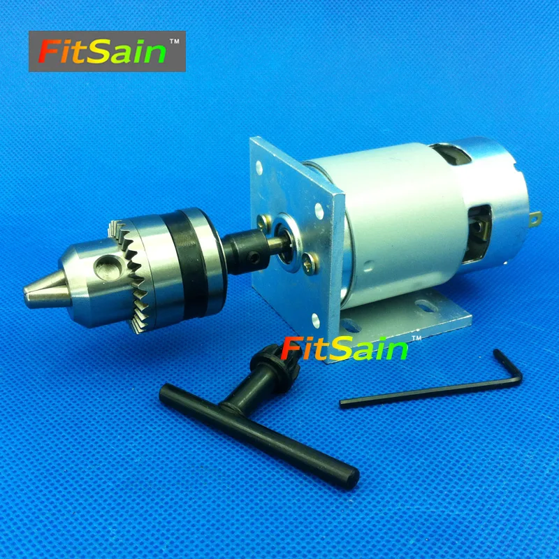 FitSain--Ball bearing 775 motor 24V 8000RPM mini pcb hand drill press nail B10 drill chuck 0.6~6mm Electric drill new dc 24v 10000rpm 775 motor double ball bearings mini pcb hand drill press drill chuck 0 3 4mm jto miniature electric drill