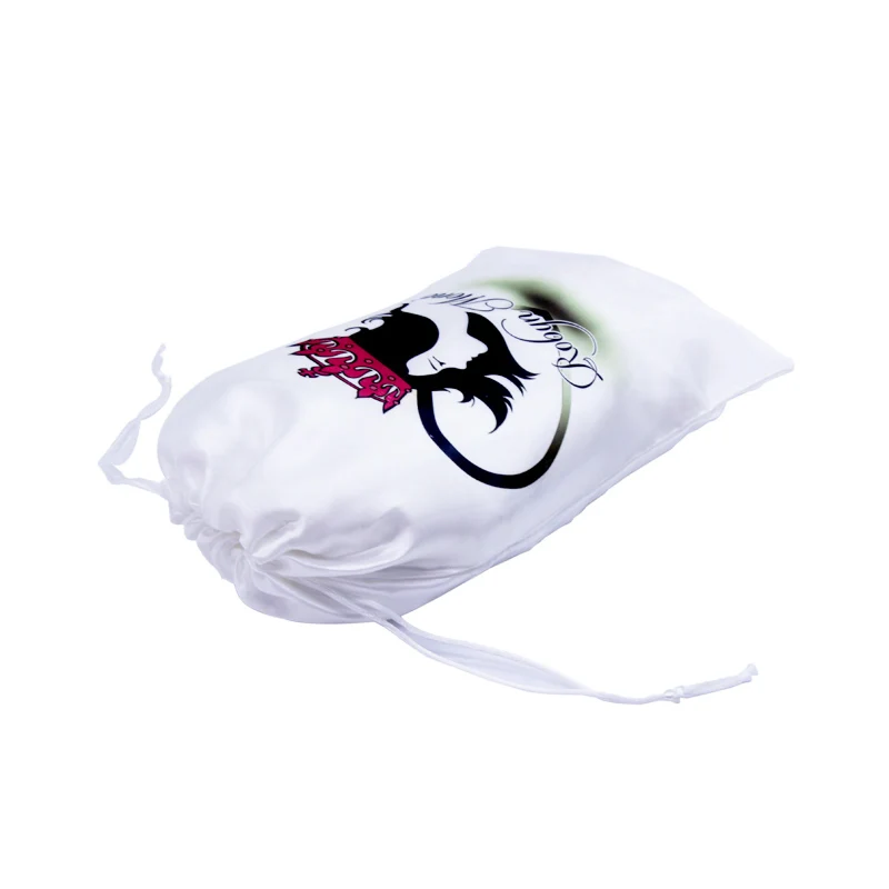 Custom LOGO Wig White Bag Satin Silk Bags For Gift Hair Extension Packing Drawstring Pouch Accept Virgin Hair Bags