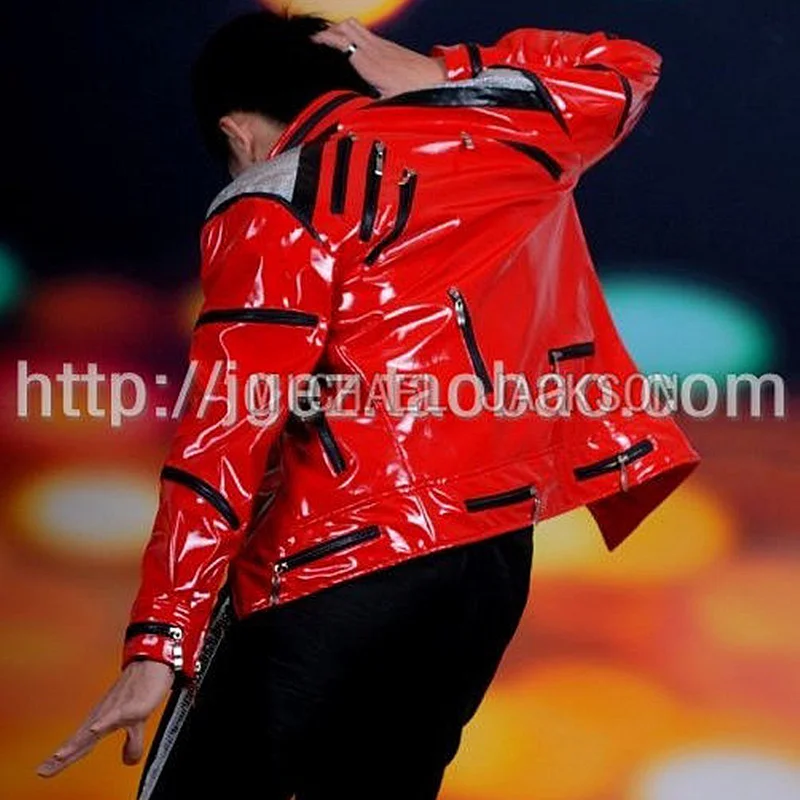 Classic  Red Zipper Michael Jackson MJ Beat It Casual Tailor Made America Fashion Style Jacket Outwear Imitation 3